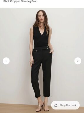 Veronica Beard Black Renzo Crest Button Cropped Tailored Pants - Women's